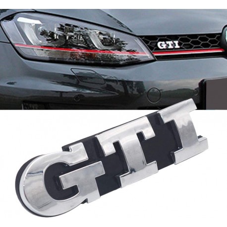 LOGO GTI CHROME POUR CALANDRE AVANT GTI - GTD POUR VW GOLF 7 (12