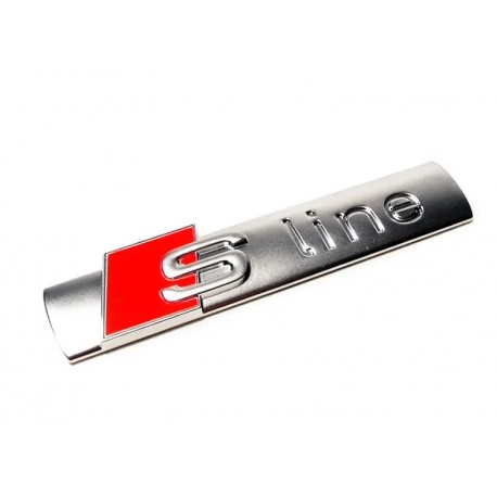 Logo Emblème  Audi S Sline arrière coffre Rouge Silver 65x36 MM 