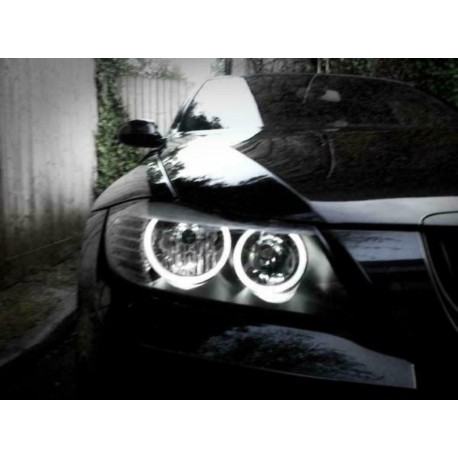 SET ANGEL EYES LED 20W BMW SERIE 3 E90 E91 LCI (08-11) - AVEC HALOGENE