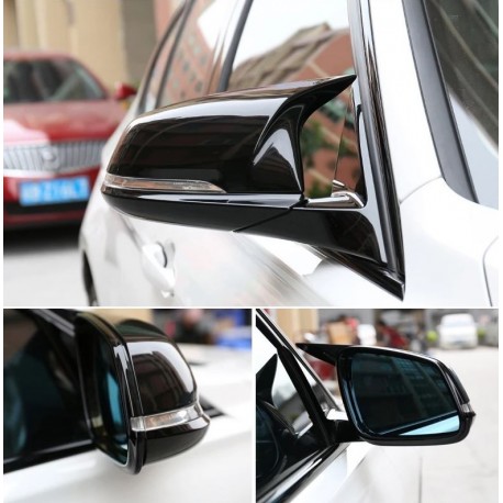  Voiture Miroir Couvercle Accessoires Voiture Pour BMW 1 Série 2  Série 3 Série 4 Série X1 Rétroviseur Coque Boîtier Cadre Coques Rétroviseur  (Couleur : L black cover)