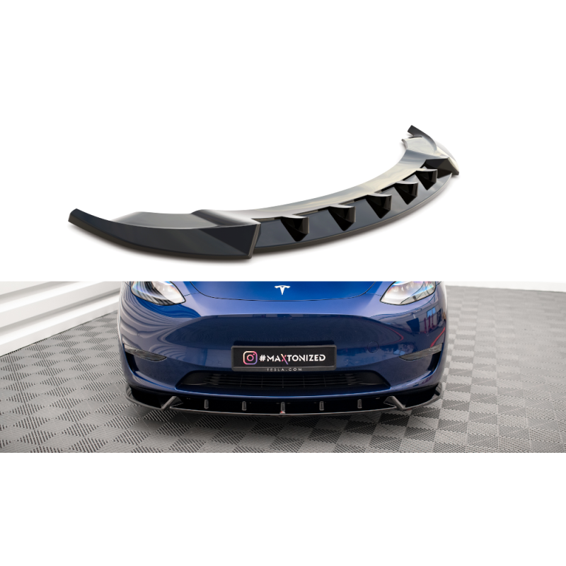 D Maxton - Lame Pare-Chocs Avant V.3 Tesla Model 3 Look Carbone