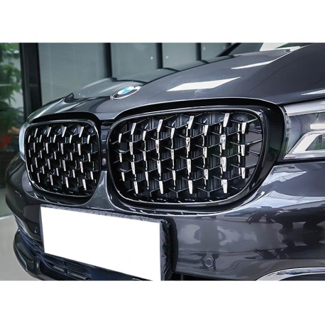 grille look double ligne M7 noir brillant pour BMW Série 7 G11 G12 (15-19)