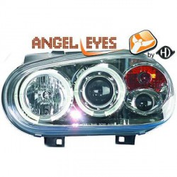 SET DE DEUX PHARES AVANT ANGEL EYES - CHROME VW GOLF 4 - IV (97-03) - MOD 1 - AUTODC