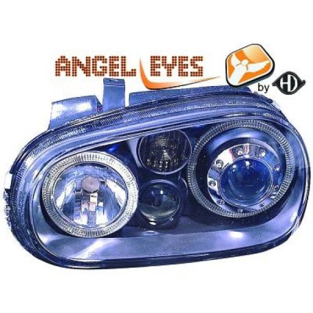 Phares Avant Angel Eyes Bleu Pour VW Golf 4 97-03