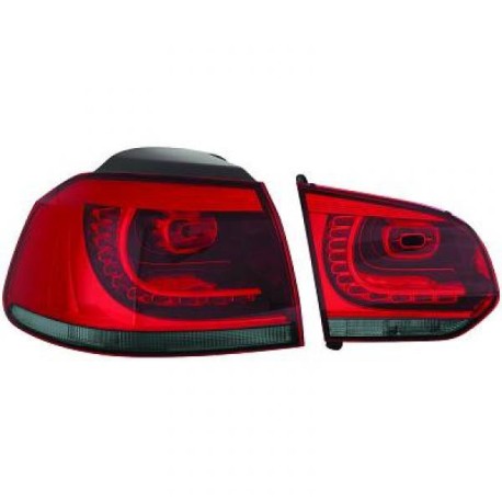 FEUX ARRIERES DESIGN - ROUGE - NOIR LOOK GTI À LED VW GOLF 6 (08-12) SAUF BREAK & CABRIOLET - AUTODC