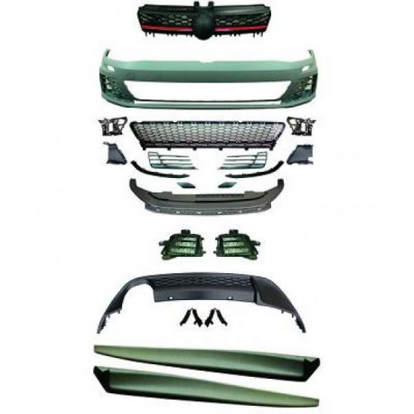 KIT COMPLET LOOK GTI VW GOLF 7 (12-17) - PARE CHOC AVANT & BAS DE CAISSE & DIFFUSEUR ARRIERE - SANS PDC - AUTODC